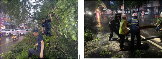 风雨中的守护！广东博罗公安保路畅护民安